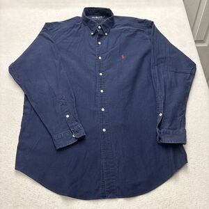 Ralph Lauren Shirt Mens XL Blue Solid Blake Button Down Long Sleeve Pony Logo